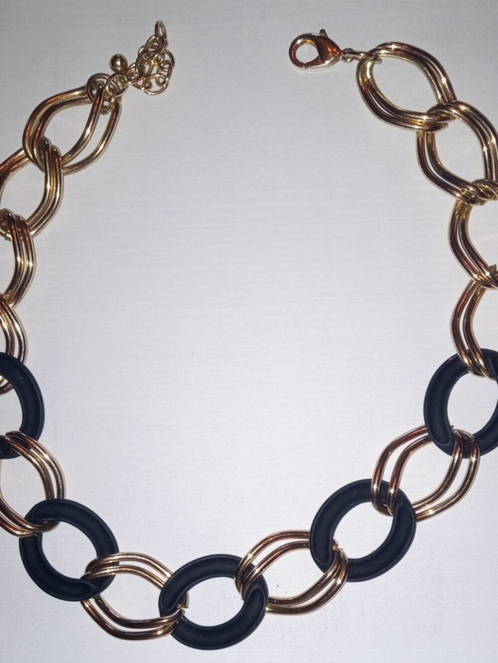 Gold and Black Link Necklace with Matching Hoop Earrings - Picture 7 of 7
